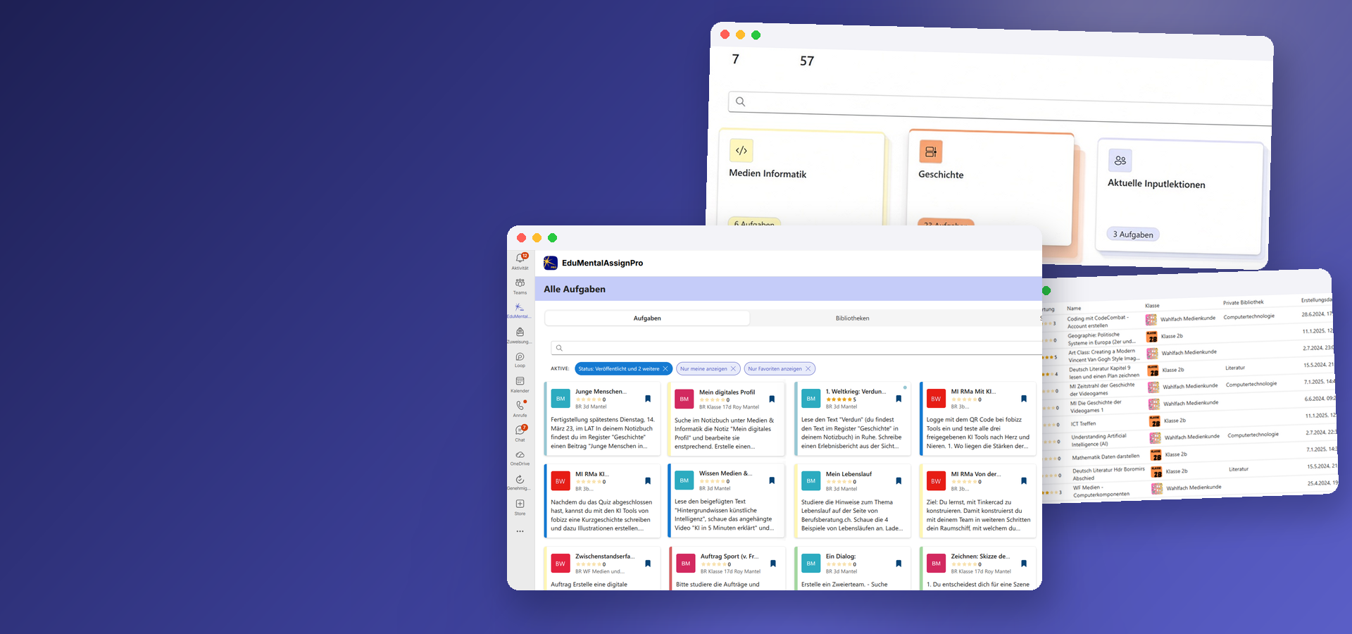 EdumentalAssignPro: Galerie, Bibliotheken und Listendarstellung